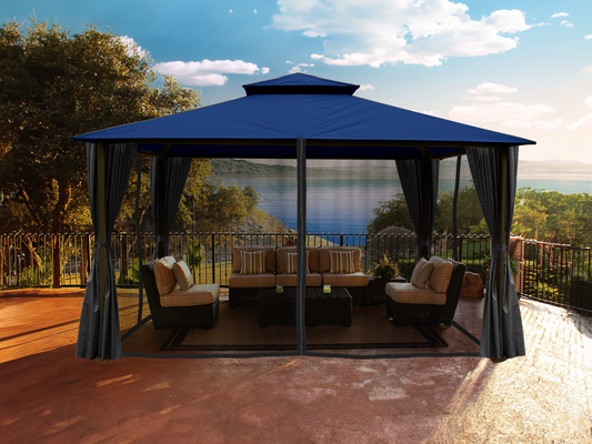 Privacy Curtains and Mosquito Netting for Kingsbury Gazebo